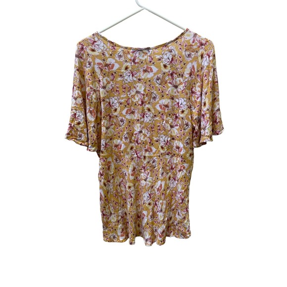 Rachel Zoe yellow flowered top flared sleeve size‎ Medium - Picture 2 of 6